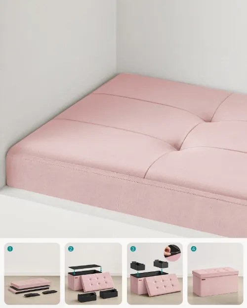Taburet cu spatiu depozitare OTTOMAN 76x38 cm, roz