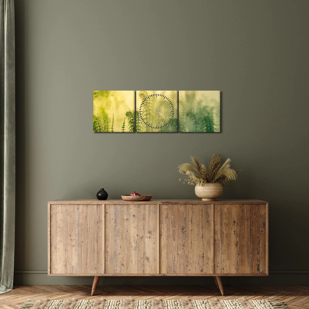 Tablou - Detaliu de primăvară natura cețoasă (cu ceas) (90x30 cm)