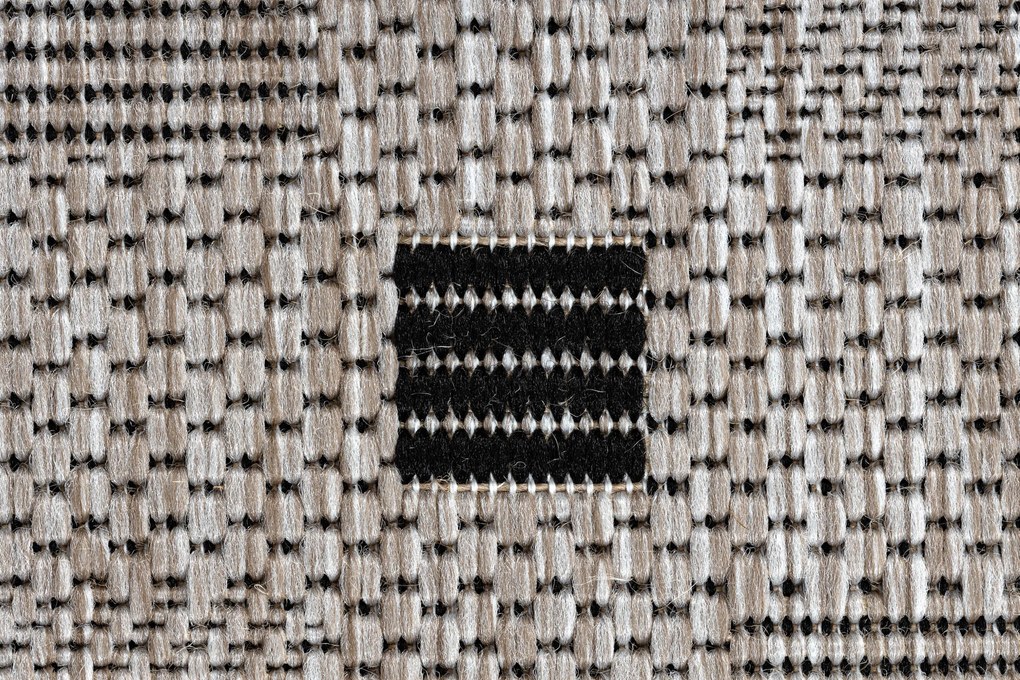 Covor sisal Floorlux 20079 Pătrat argintiu si negru - SECUNDAR-COTATI PRODUSUL