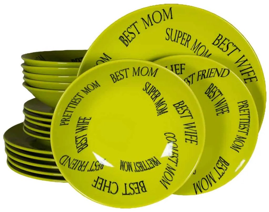 Set Complet Serviciu De Masa, 18 piese, pentru 6 persoane, Cesiro, Verde cu Best mom