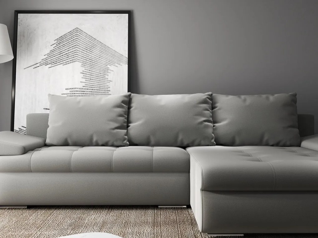 Colțar extensibil dumonde cu ladă de depozitare si sezut confortabil din spuma high-density, Leonardo Royal Gri 260x185 cm II