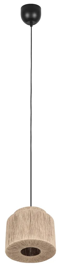 Lampă suspendată Japandi neagră cu frânghie maro 31cm - Smilla