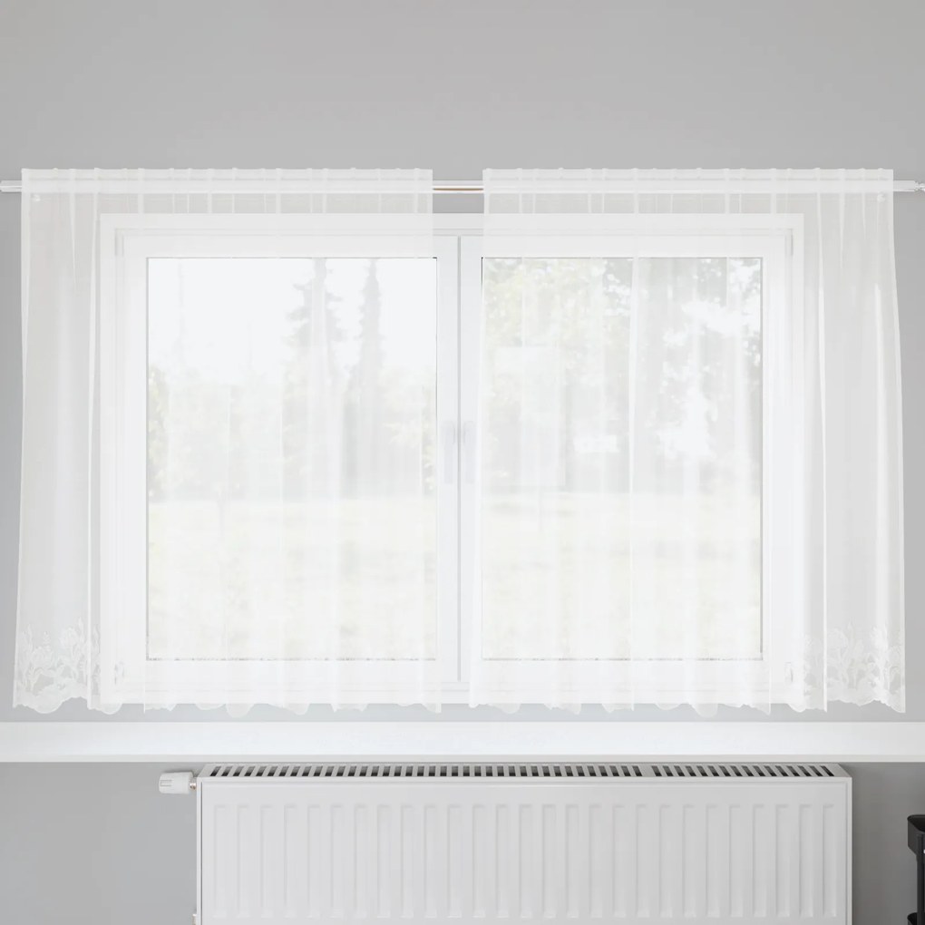 vidaXL Cortină din Dantelă cu perdele Floral Alb 200 x 160 cm Poliester