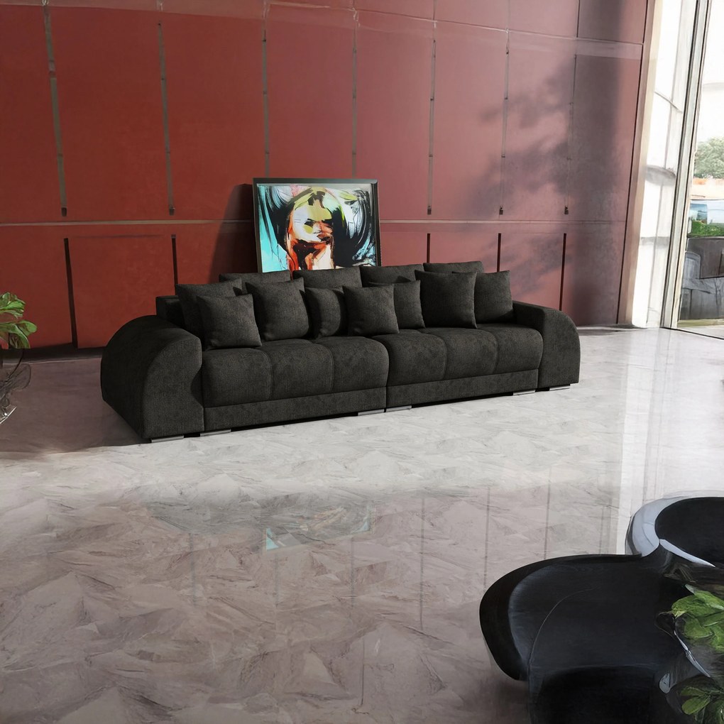 Canapea extensibilă dumonde cu 2 lăzi de depozitare si sezut confortabil din spuma high-density, Verona Enjoy Black 310x100 cm