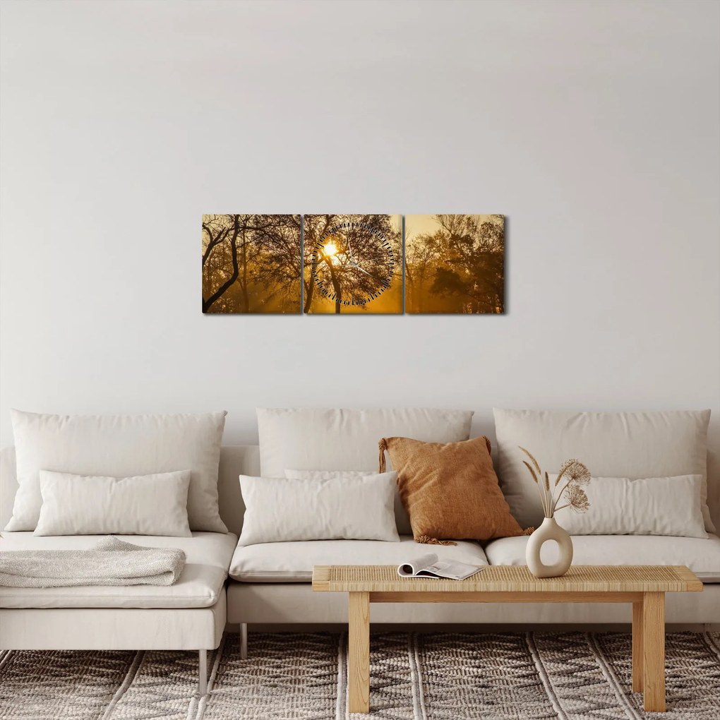 Tablou - Răsărit de soare (cu ceas) (90x30 cm)