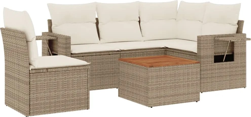 vidaXL Set canapele de grădină cu perne, 6 piese, bej, poliratan