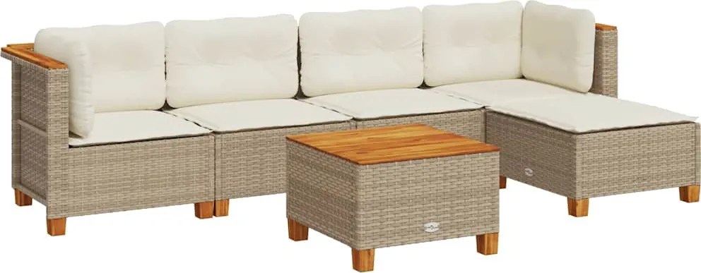 vidaXL Set canapele de grădină cu perne, 6 piese, bej, poliratan