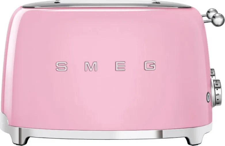 Prăjitor de pâine SMEG 50's Style TSF03PKEU, 2000 W, 4 felii, 6 niveluri, Tava pentru firimituri, Cablu integrat, Oțel inoxidabil, Roz