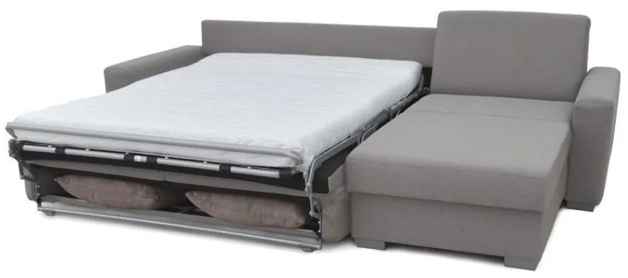 Canapea colțar extensibilă LEKA gri, cu spațiu depozitare, pentru dormit zilnic