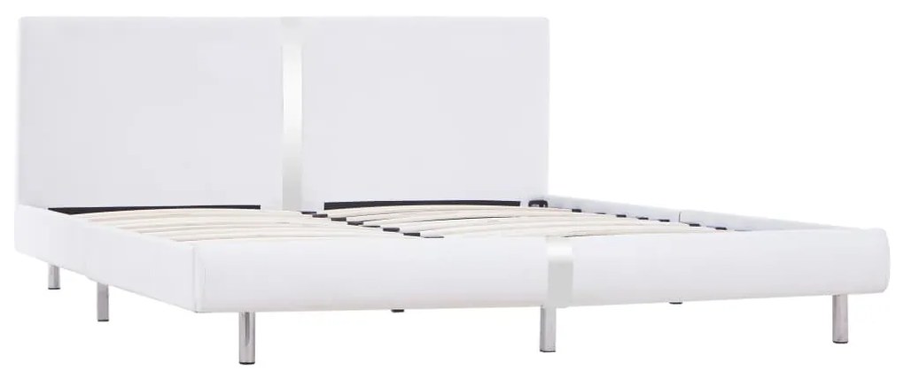 280834 vidaXL Cadru de pat, alb, 160 x 200 cm, piele ecologică