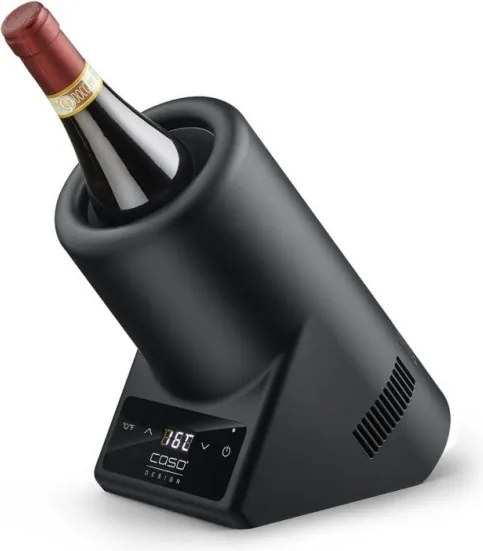 Racitor de masa pentru vin Caso VinoCase Black, 72 W, 5-18°C, Sticle diametru 9 cm, Comanda tactila, Silentios, LED, Negru mat