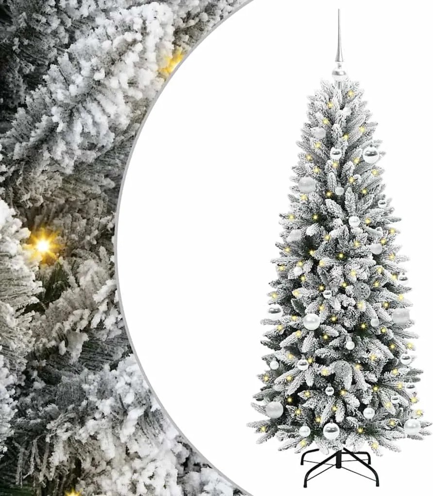 vidaXL Brad de Crăciun artificial cu 150 LED cu suport Alb 150 cm