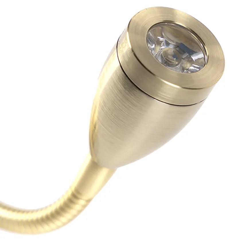 Aplică de perete aurie cu USB și abajur alb 18 cm - Brescia Combi