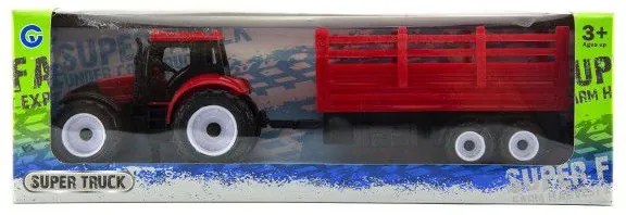 Tractor cu remorca din plastic 28cm asst 2 culori in cutie