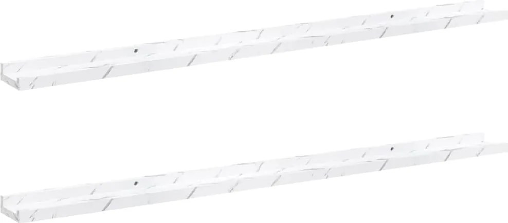 vidaXL Raft de perete 2 pcs Marmură albă 115 x 9 x 3 cm Lemn compozit