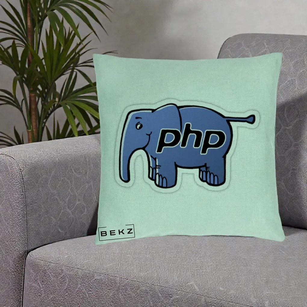 Perna Personalizata PHP Elephant, 40x40 cm, Verde Menta, Husa Detasabila, Perna Inclusa, BEKZ®