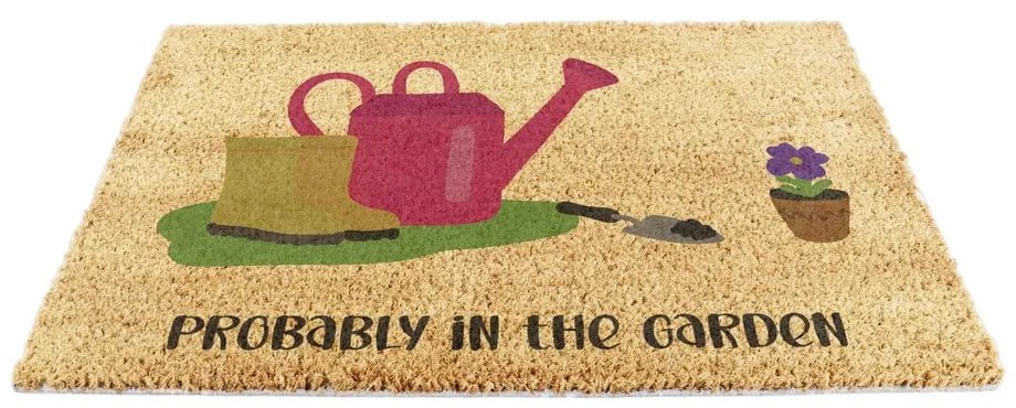 Covoraș de intrare din fibre de nucă de cocos 40x60 cm Probably in the Garden – Artsy Doormats