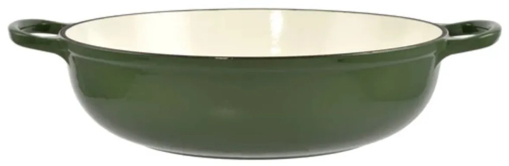 Cratiță din fontă emailată cu capac 31.5x8.5 cm – Perfect Home 80057, verde, pentru cuptor, rețete consistente, gătit fără ardere