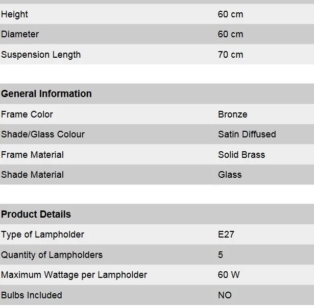 Candelabru cu 5 brate, elegant design LUX Budapest, bronz LU 1440/5 bronze/376 klar-matt OR
