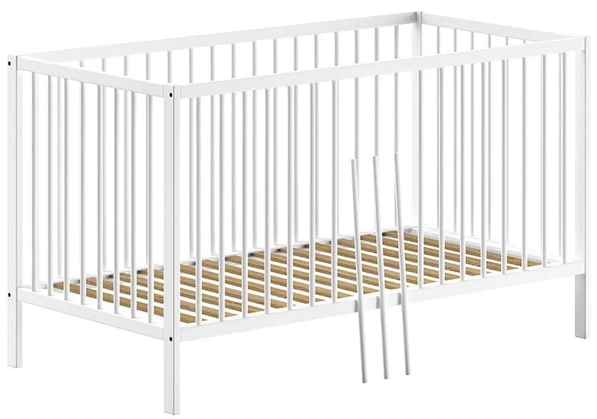 Pătuț alb din lemn de pin 70x140 cm DINO – Vipack