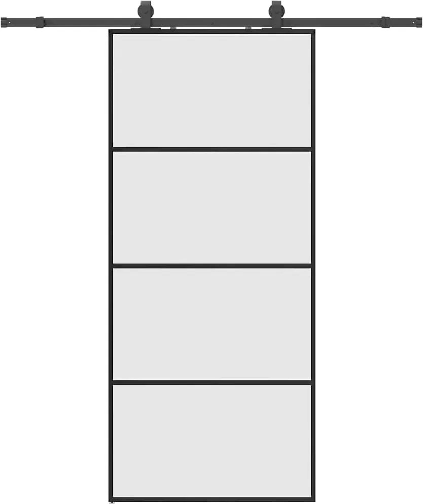 vidaXL Ușă glisantă cu set de feronerie neagră 90x205 cm Sticlă ESG