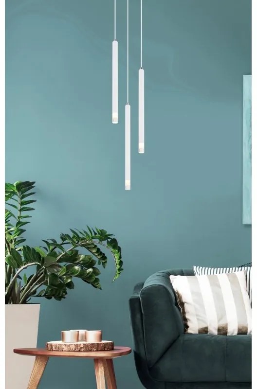 Lustra cu 3 Pendule metal alb RYAN pentru dormitor