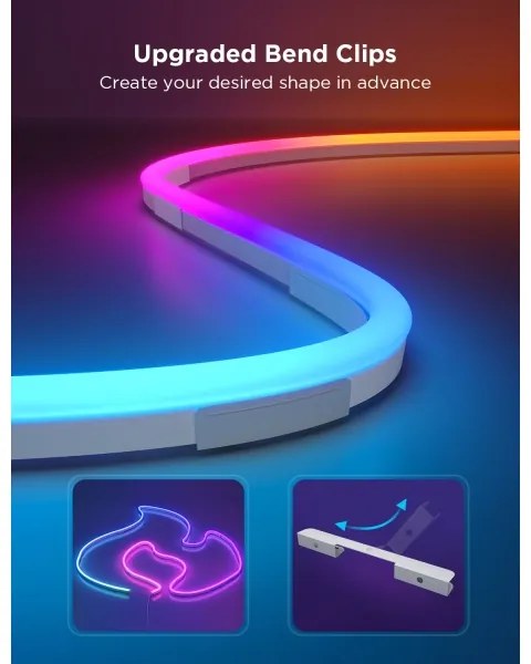 Bandă LED flexibilă Govee Neon 2 MATTER 5m RGBIC Wi-Fi IP67