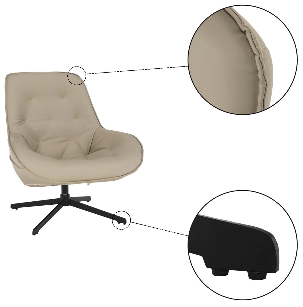 Scaun pivotant de lux, piele ecologică gri / metal, JAELYN