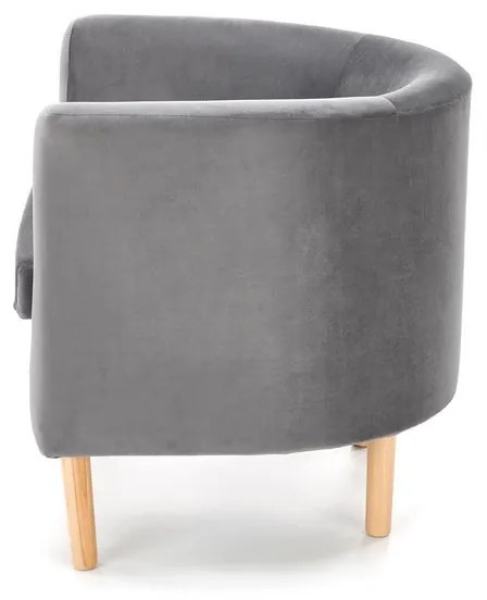 Fotoliu Clubby II, gri / lemn natural