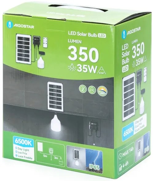 Lustră LED solară Aigostar LED/35W/12V 3000 mAh 6500K d. 10 cm