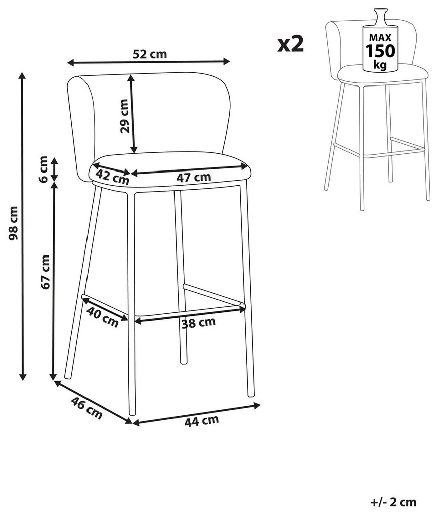 Set 2buc scaune tip bar Minik (gri). 1081417