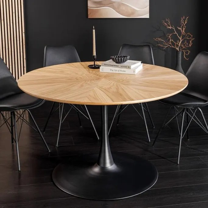 Masa rotunda cu furnir de stejar ATELIER 120cm