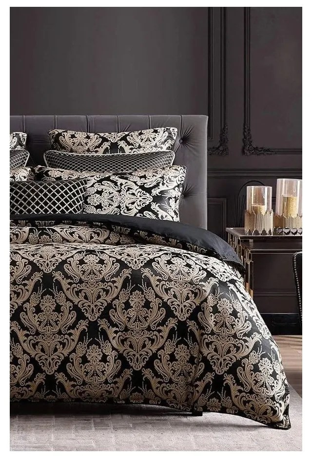Lenjerie de pat maro din bumbac ranforcé pentru pat dublu/extins cu cearceaf inclus/cu 4 piese 200x220 cm Damask – Mila Home