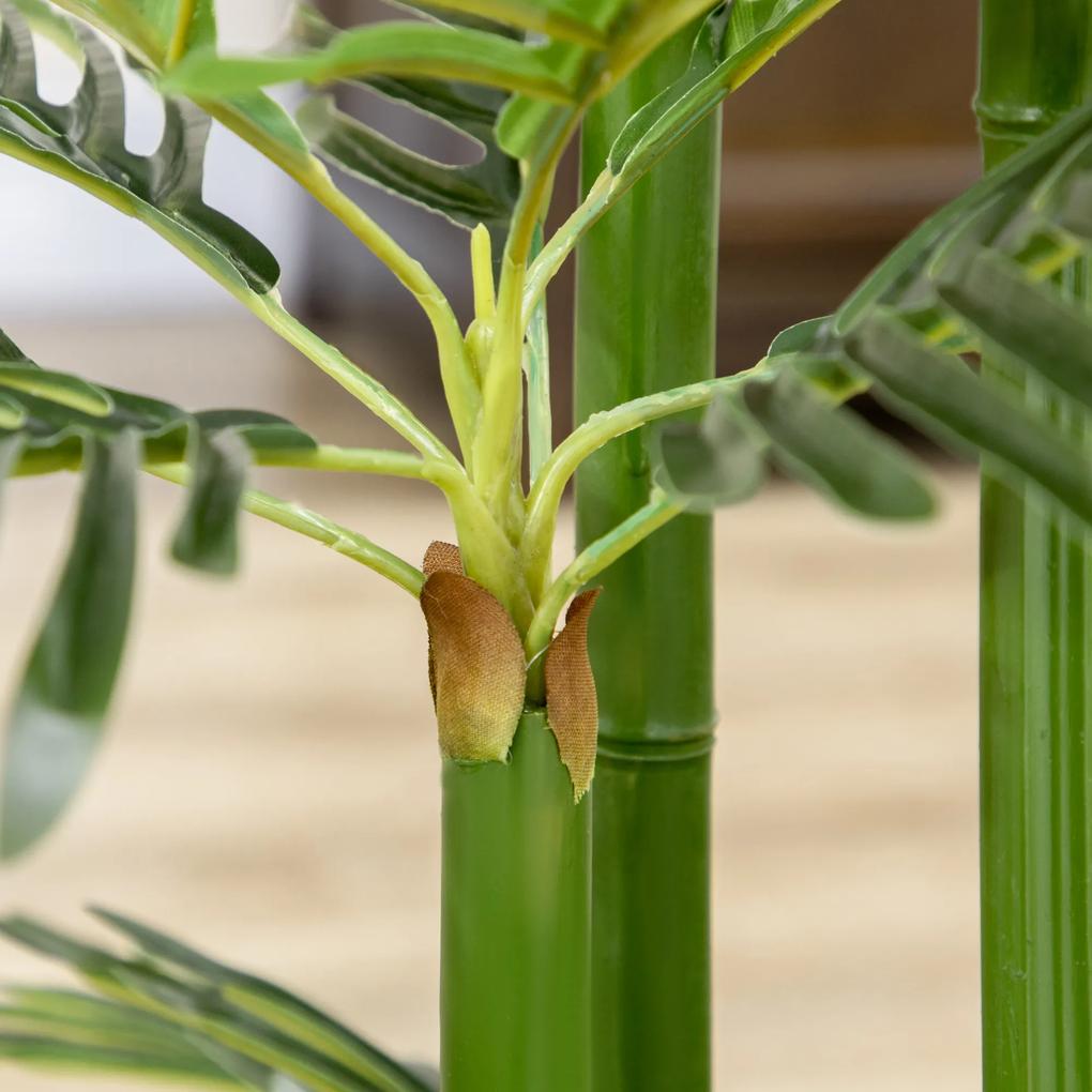 HOMCOM Planta artificiala Palmier tropical in ghiveci cu 45 de frunze, pentru interior exterior, 140 cm, Verde | AOSOM RO