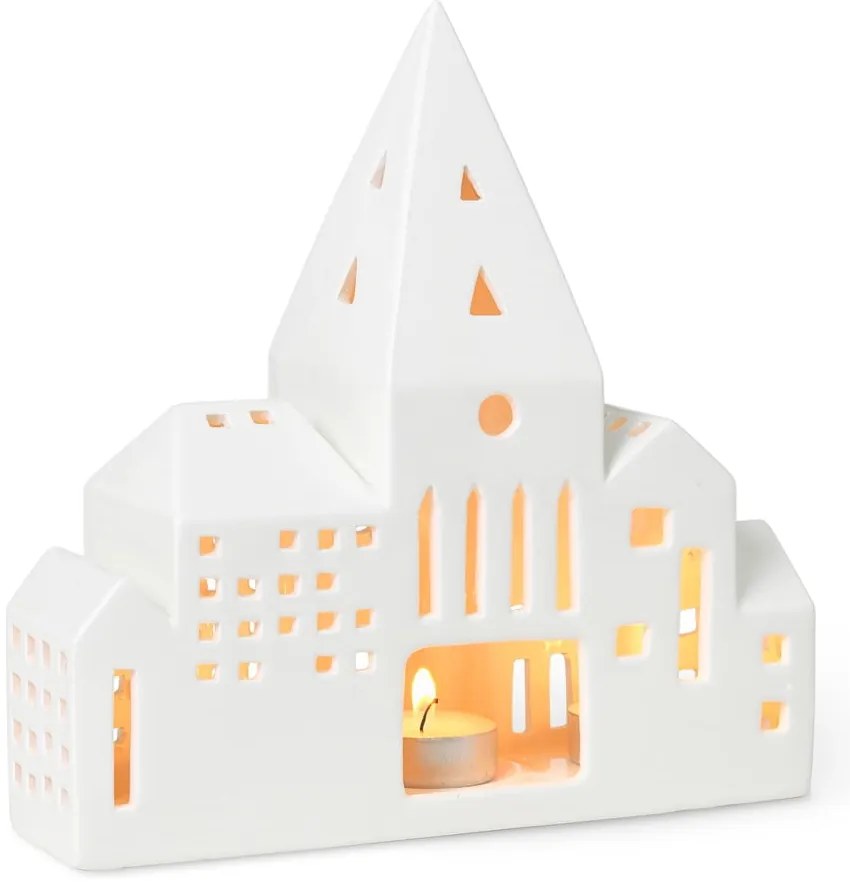 Sfeșnic alb de Crăciun din ceramică Kähler Design Urbania Lighthouse City