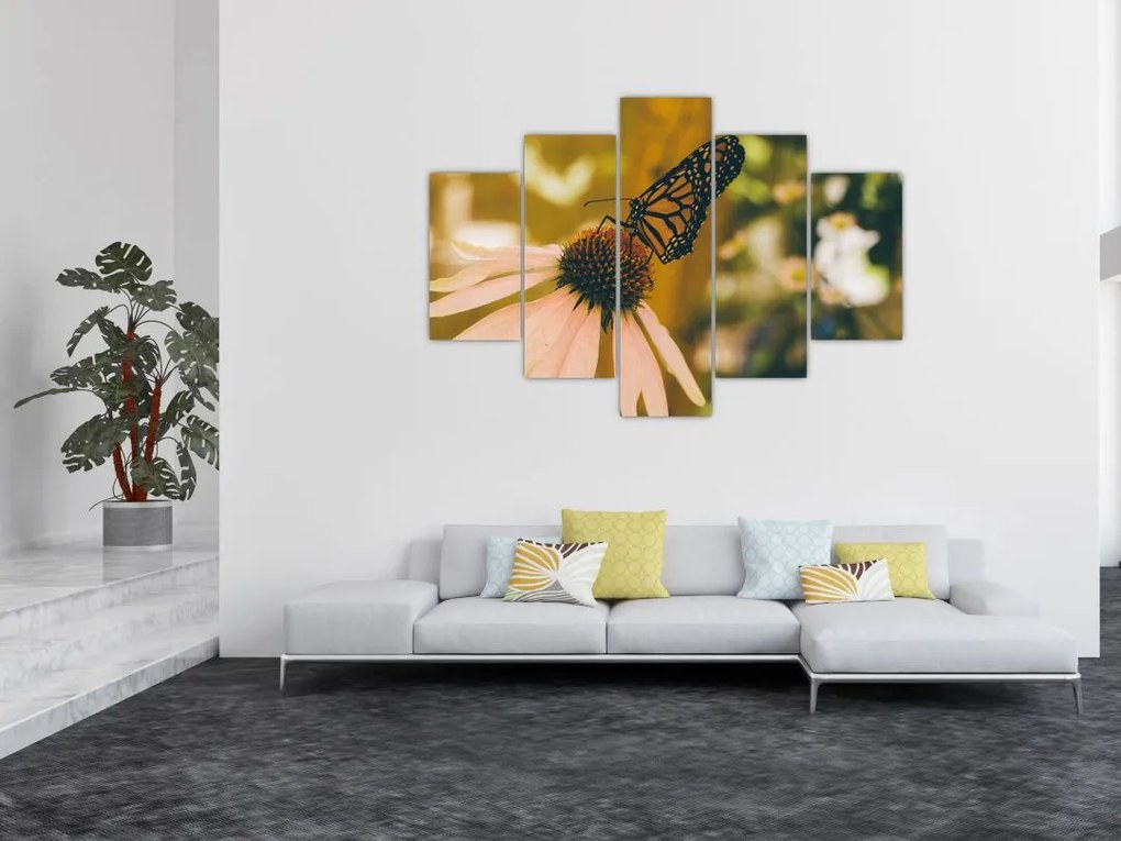 Tablou cu fluture pe floare (150x105 cm)