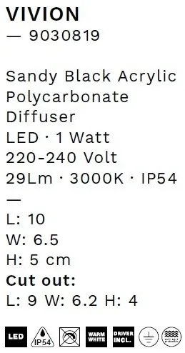 Spot LED incastrabil iluminat exterior ambiental IP54 VIVION negru