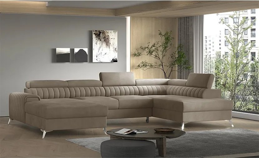 Colțar lemn masiv Formă U Extensibil Levi 347x202cm - Gojo 101, Dreapta