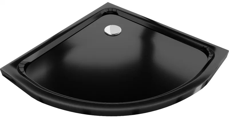 Mexen Flat brodzik pârâgâl slim 80 x 80 cm, negru, sifon cromat - 41708080