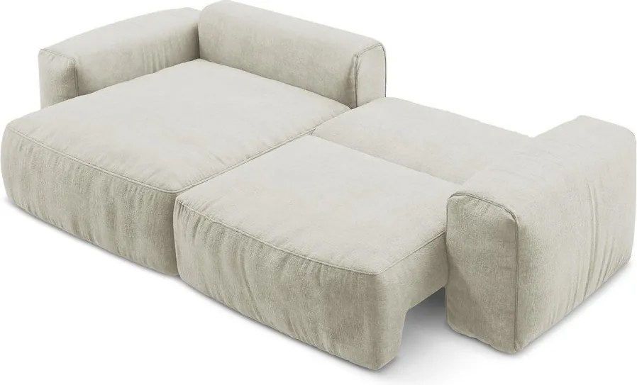 Colțar bej extensibil cu tapițerie din chenille (cu colț pe partea stângă/cu șezlong) Kuki – Makamii