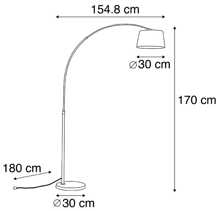 Lampă cu arc inteligentă cu abajur din oțel gri, inclusiv WiFi A60 - Arc Basic