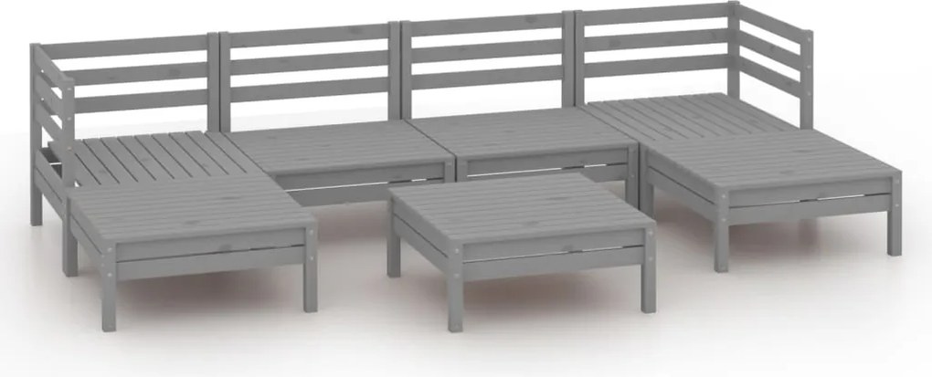 vidaXL Set mobilier de grădină, 7 piese, gri, lemn masiv de pin