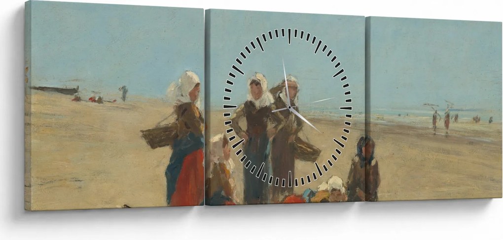 Tablou - Eugène Boudin, Women on the Beach at Berck, reproducere (cu ceas) (90x30 cm)