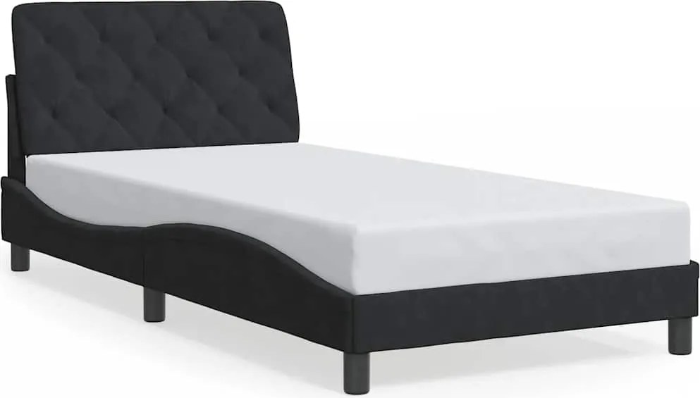 vidaXL Cadru de pat fără saltea, negru, 100x200 cm, catifea