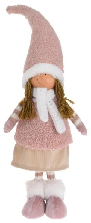 Figurina din plus Happy Gnome Girl roz 56 cm