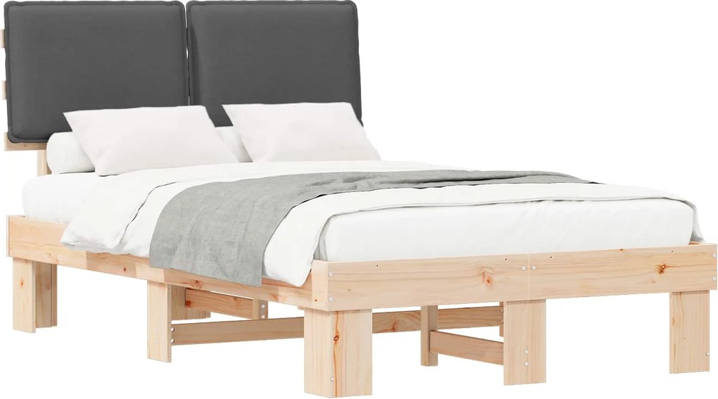 vidaXL Cadru de pat cu tăblie tapițată Gri închis 120 x 200 cm