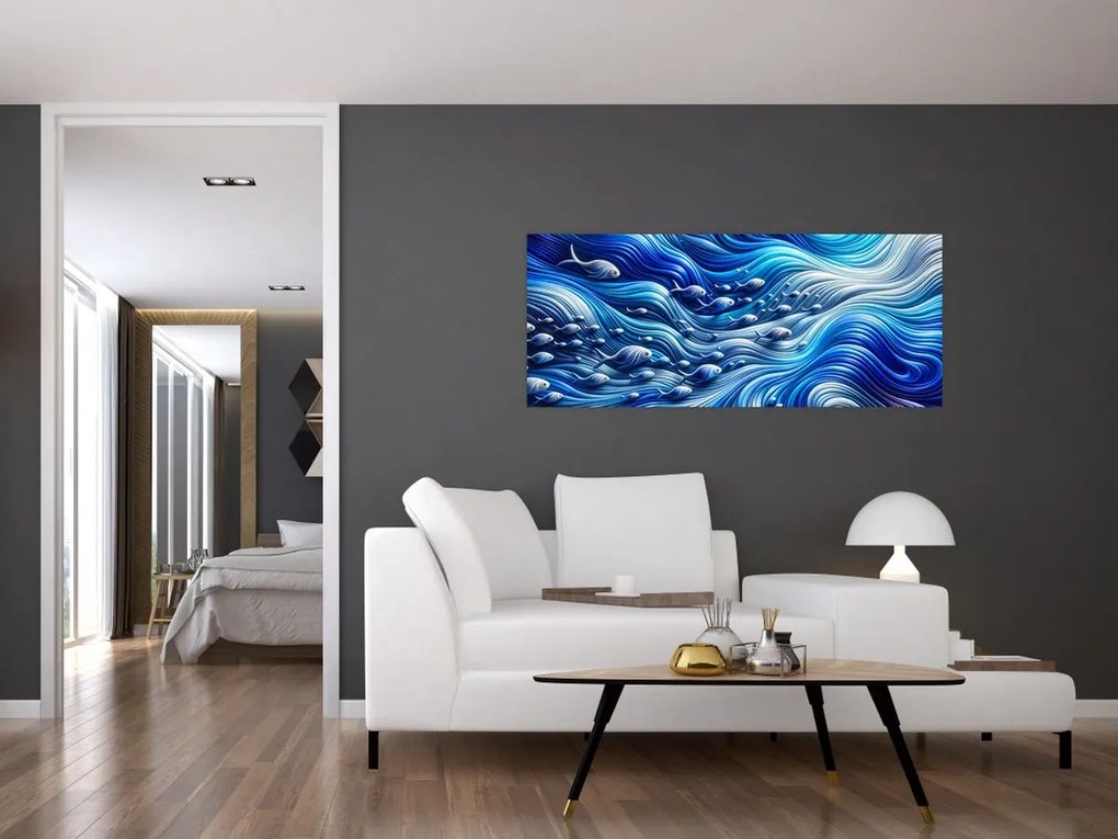 Tablou – Pești în valuri (120x50 cm)