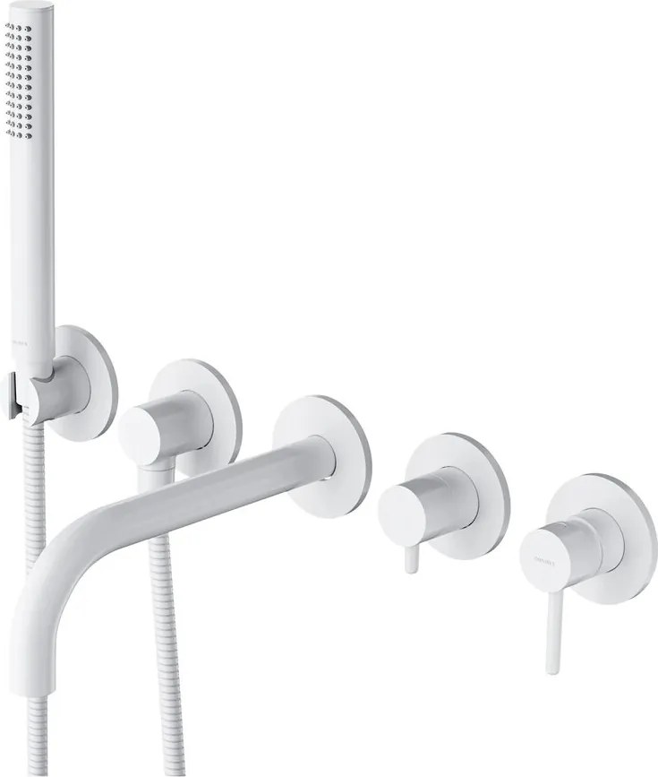 Baterie cada-dus incastrata Omnires Y finisaj alb mat 5 elemente cu corp ingropat pipa 23 cm