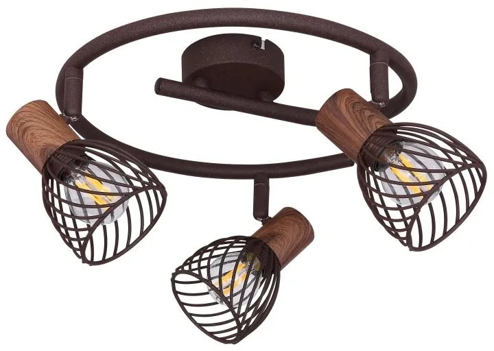 Plafoniera cu 3 spoturi design industrial Isabelle ruginiu