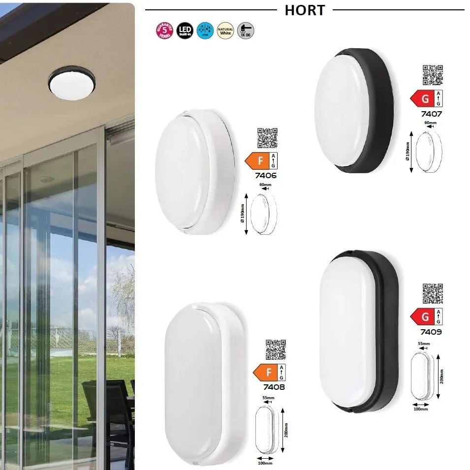 Plafoniera LED pentru iluminat exterior design modern IP54 Hort negru